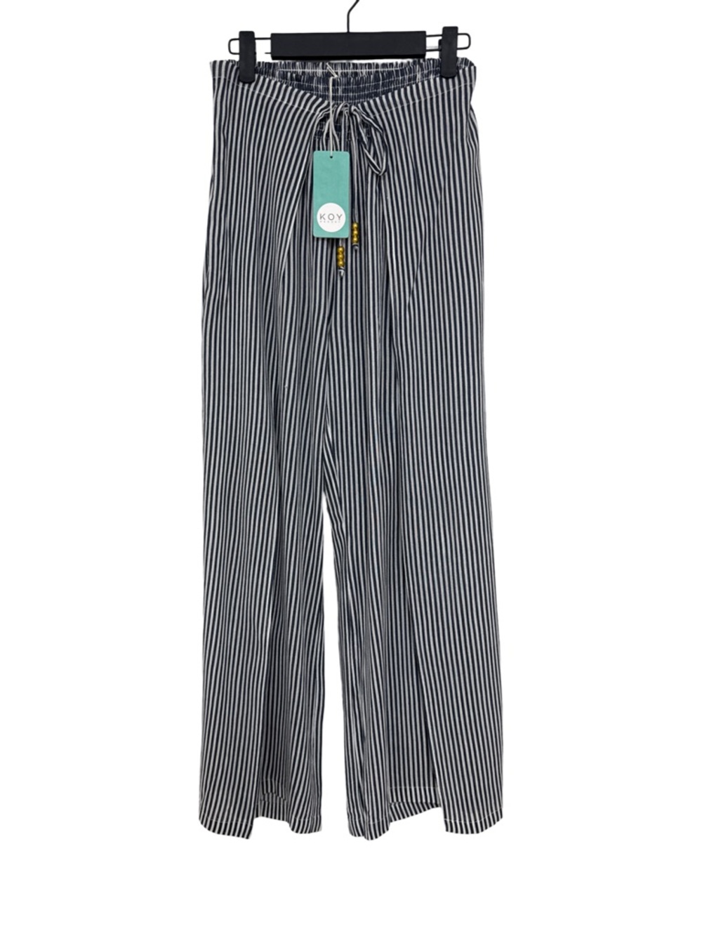 KOY Resort Navy & White Vertical Stripe Wide Leg Beach Pants Women’s Small